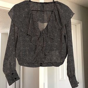 Black ruffled and dotted blouse (Zara)